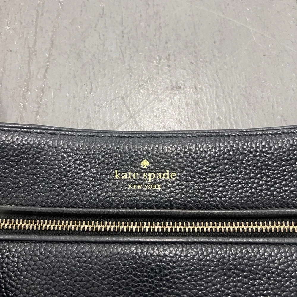 Kate Spade New York Pebbled Leather Crossbody Bag Black Tassel Zip Purse - Picture 3 of 16